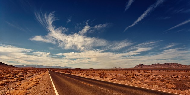 road desert and sky