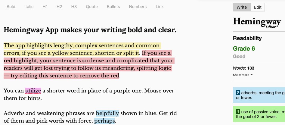 Hemingway app